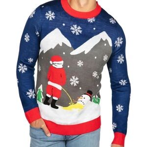 ❤️💚MEN’S TIPSY ELVES MELTING SNOWMAN UGLY CHRISTMAS SWEATER XL LIKE NEW❤💚